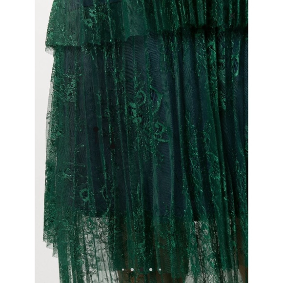 Self-Portrait Green Off Shoulder Fine Lace Dress - Picture 11 of 15